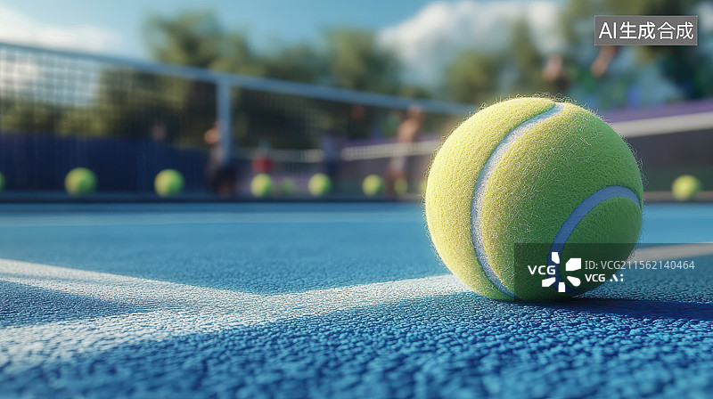 【AI数字艺术】网球在蓝色网球场上图片素材