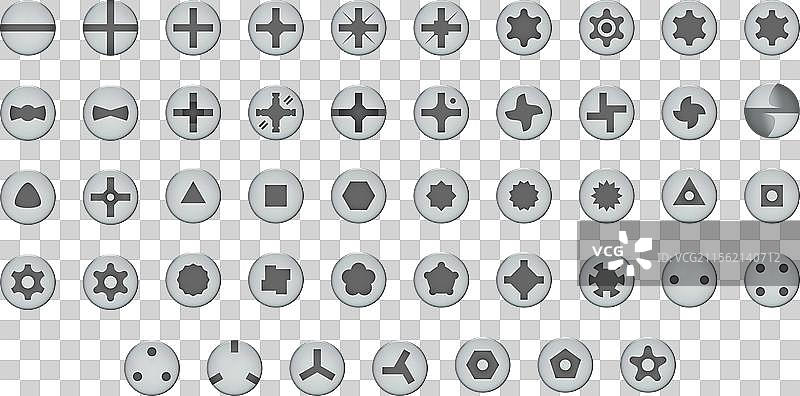 螺丝刀类型的螺丝图标集图片素材