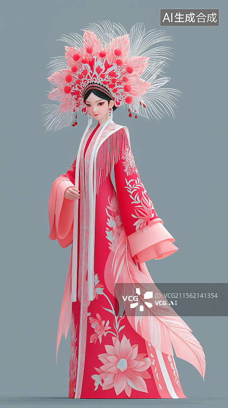 【AI数字艺术】中国风传统戏剧女演员肖像图片素材