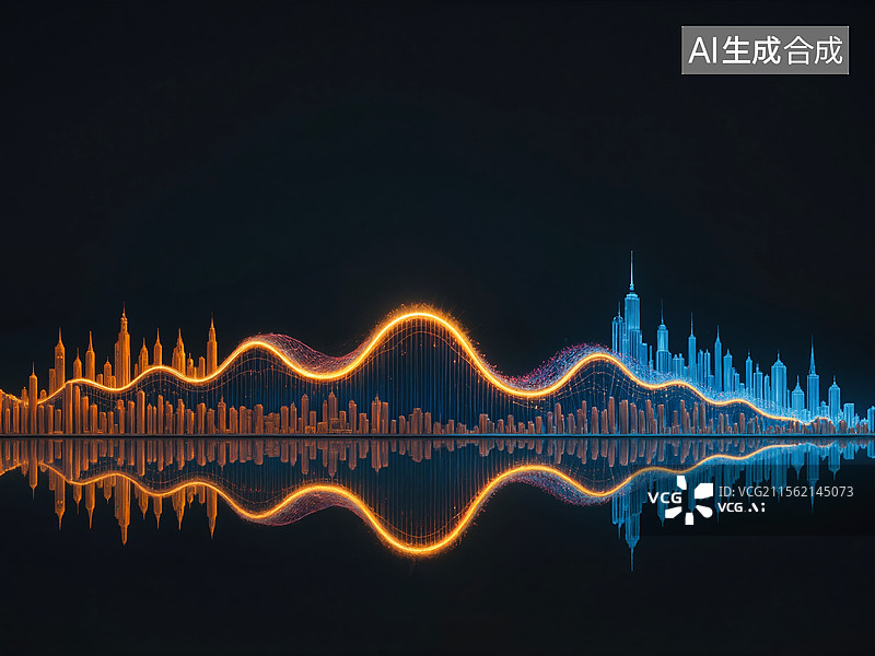 【AI数字艺术】声波城市图片素材