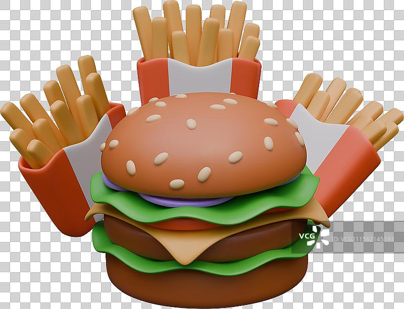 逼真的汉堡纸袋和薯条图片素材