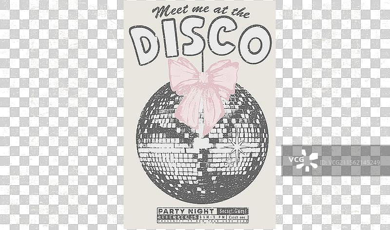 带有迪斯科球的弓，来迪斯科见我图片素材