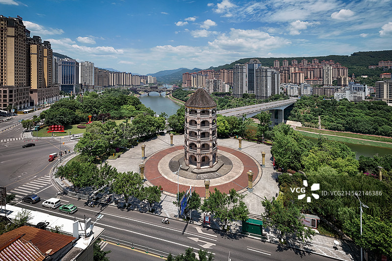 航拍四川巴中回风亭图片素材