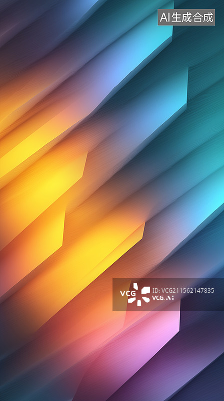 【AI数字艺术】蓝橙斜向炫光立体背景图片素材