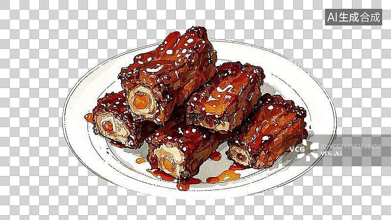 【AI数字艺术】糖醋排骨图片素材