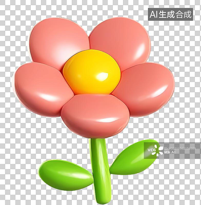 【AI数字艺术】清新可爱春天花朵图标粉色3d桃花樱花图片素材