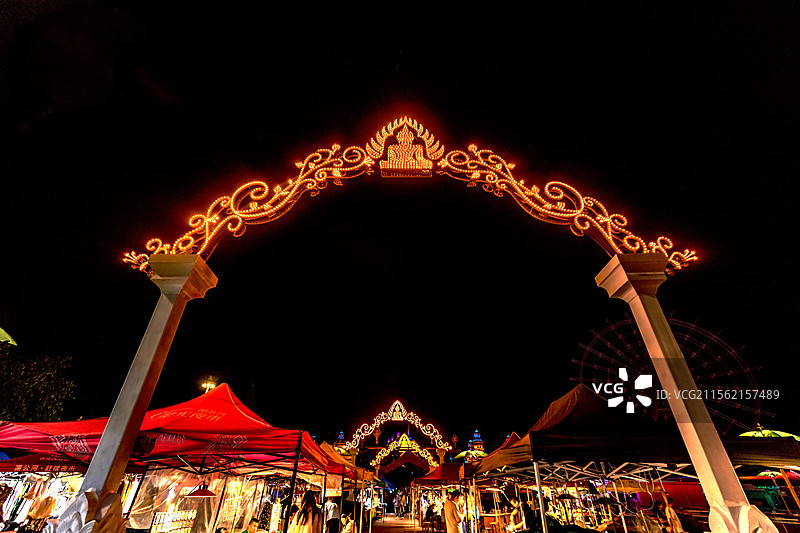 西双版纳告庄夜市 星光夜市图片素材