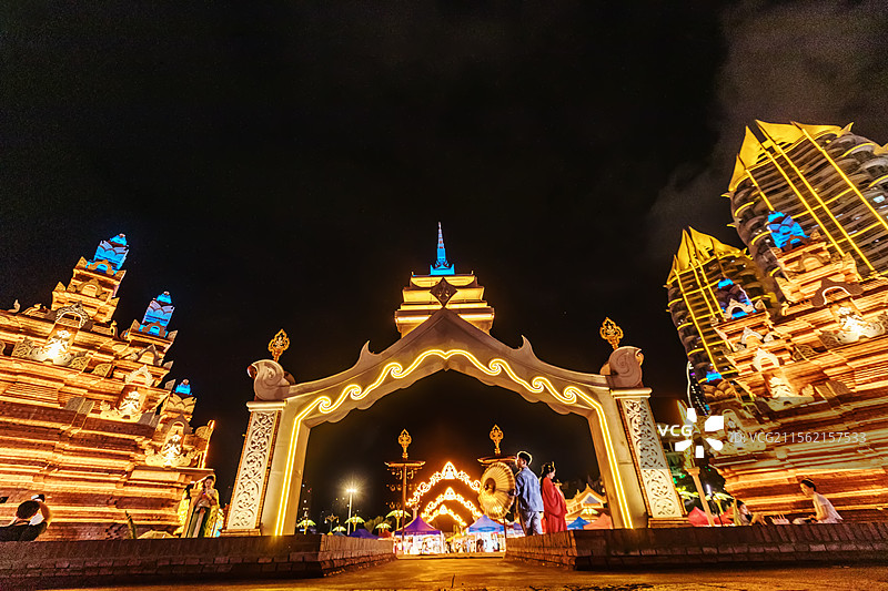 西双版纳告庄夜市 星光夜市图片素材