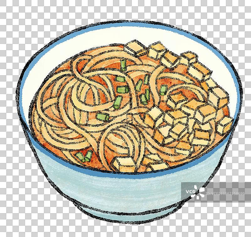 山西临汾美食国风插画-霍州饸饹面图片素材