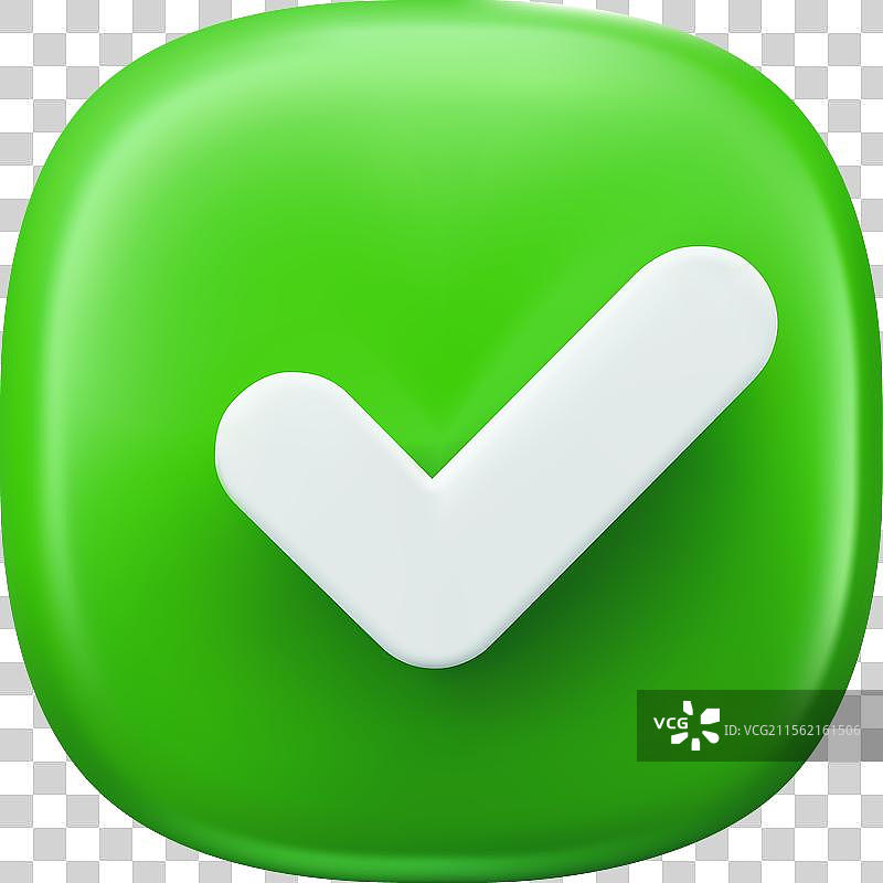 3D勾选图标完成标记或勾选按钮图片素材