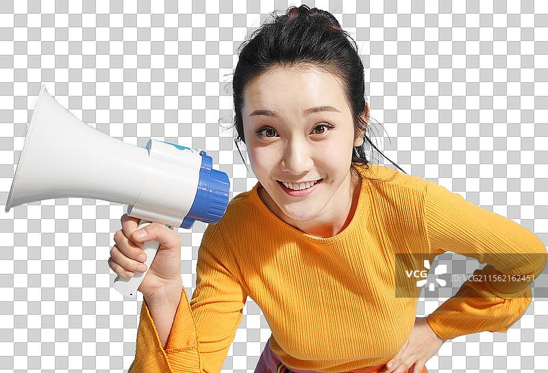 青年女人拿着话筒图片素材