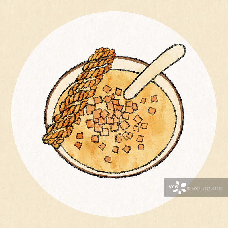 山西临汾美食国风插画-油茶图片素材