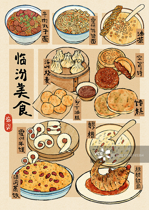 山西临汾美食插画图片素材