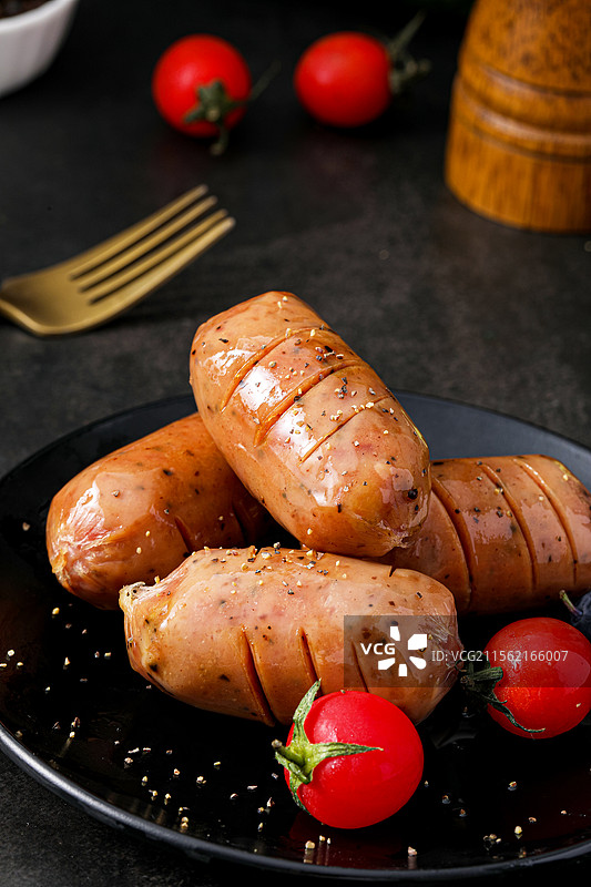 脆皮烤肠空气炸锅食材热狗火腿肠纯地道黑胡椒肉肠香肠图片素材