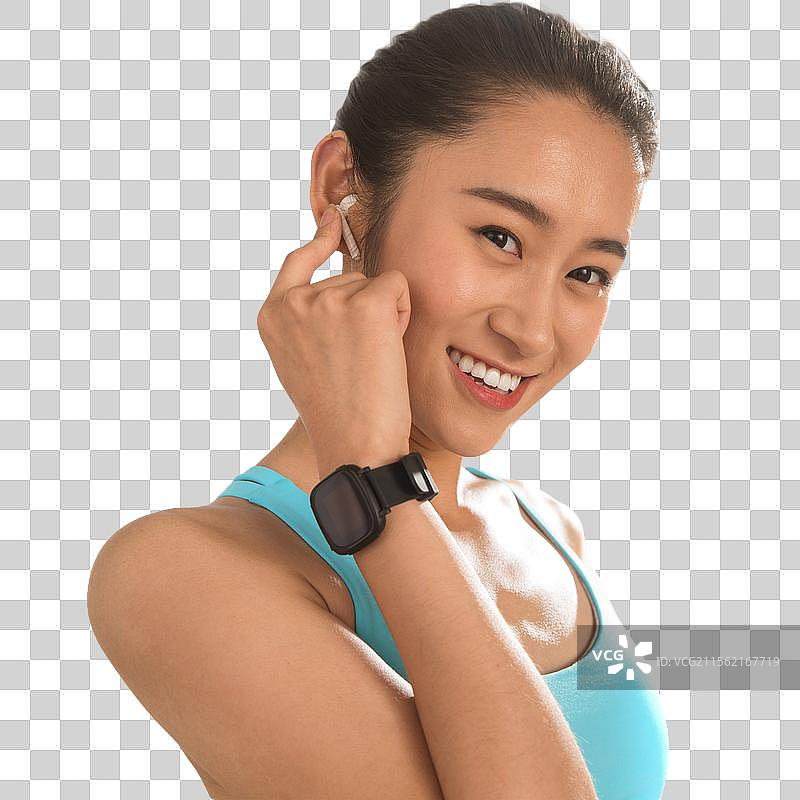 戴耳机的青年女人图片素材