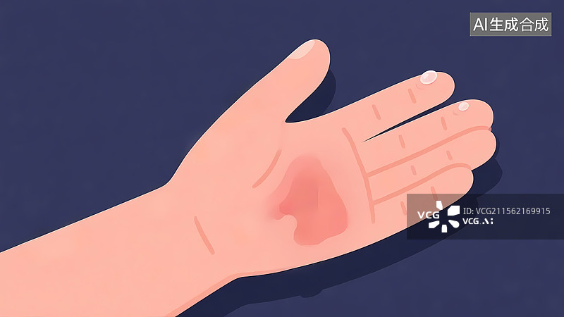 【AI数字艺术】手部烧伤烫伤水泡卡通插画图片素材