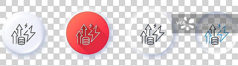 能源通胀线条图标 电力上升图片素材