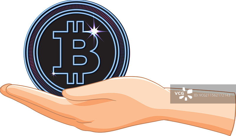 一只手握着比特币硬币图片素材