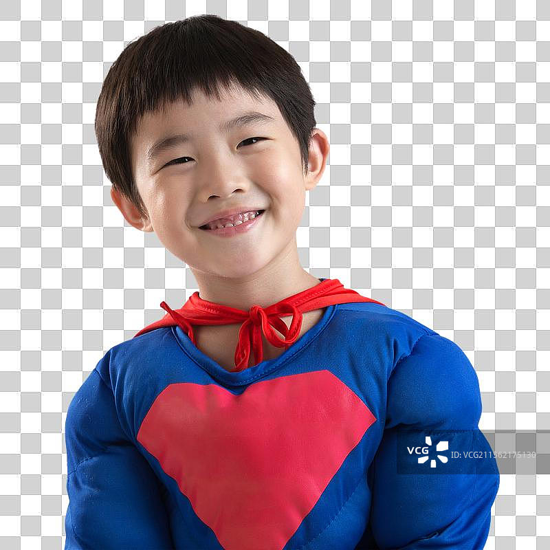 小男孩扮超人图片素材