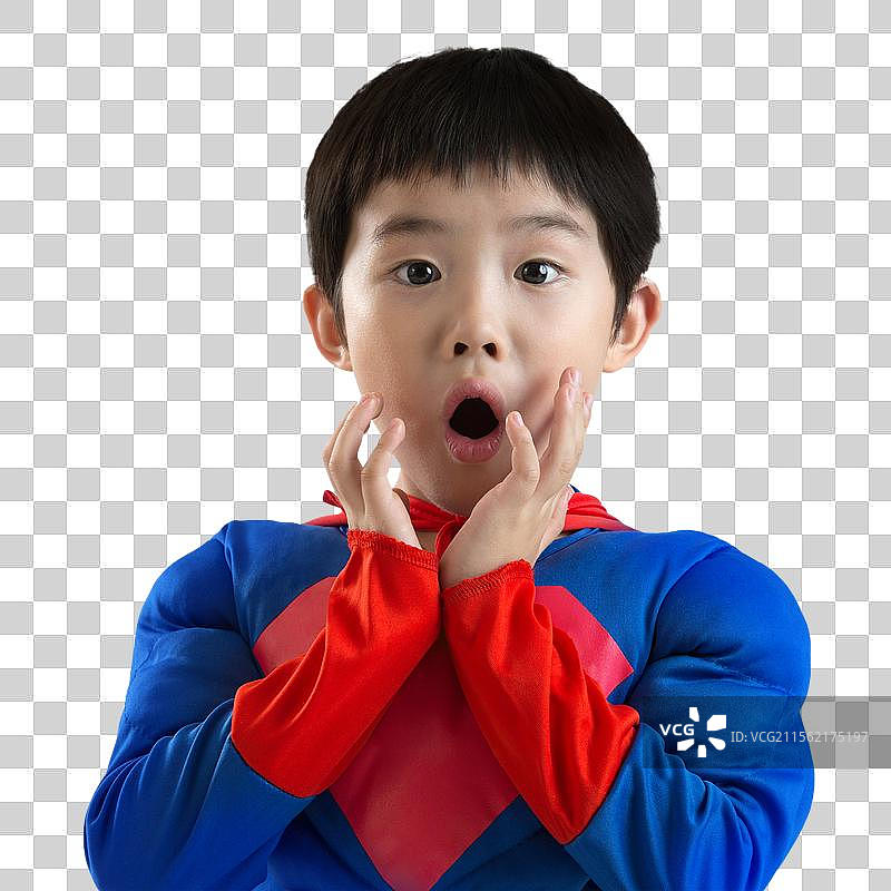 小男孩扮超人图片素材