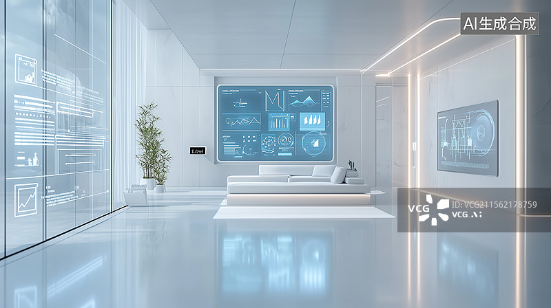 【AI数字艺术】自动化智能家庭客厅图片素材