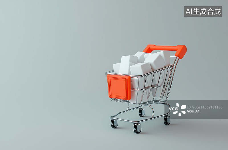 【AI数字艺术】购物车里的白色方块图片素材