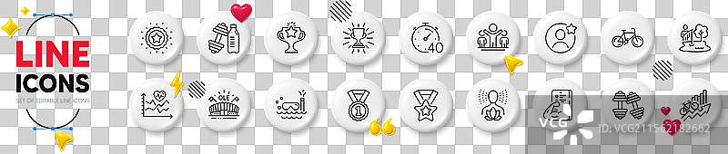 体育场哑铃和胜利线图标图片素材