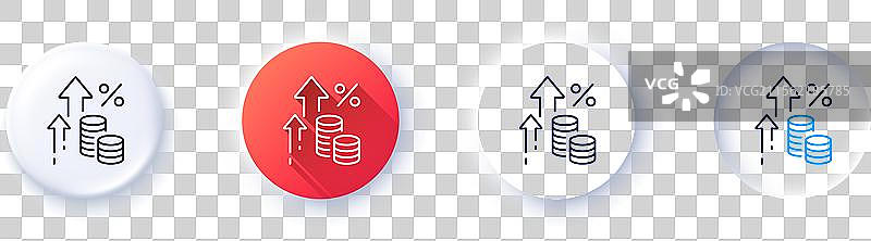 通货膨胀线条图标，货币税率标志线图片素材