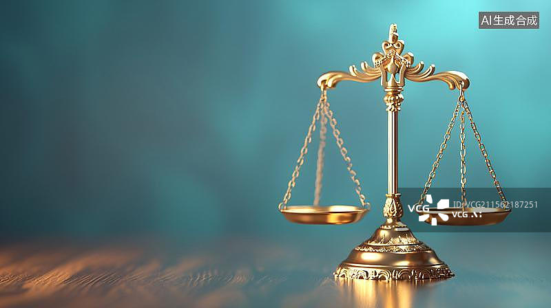 【AI数字艺术】公平正义的天平   金色正义的象征图片素材