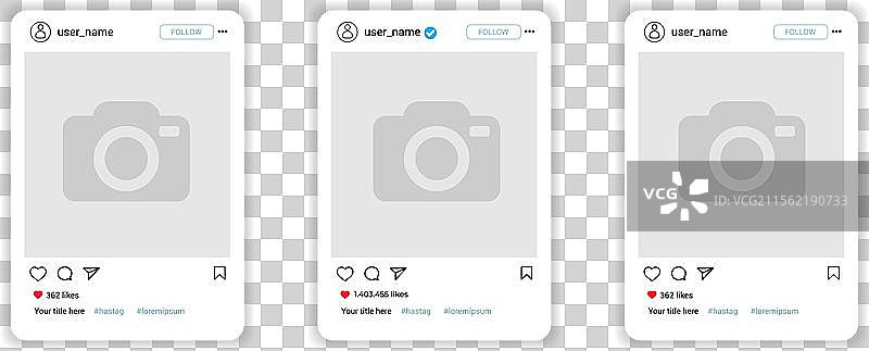 社交网络上的界面轮播帖子图片素材