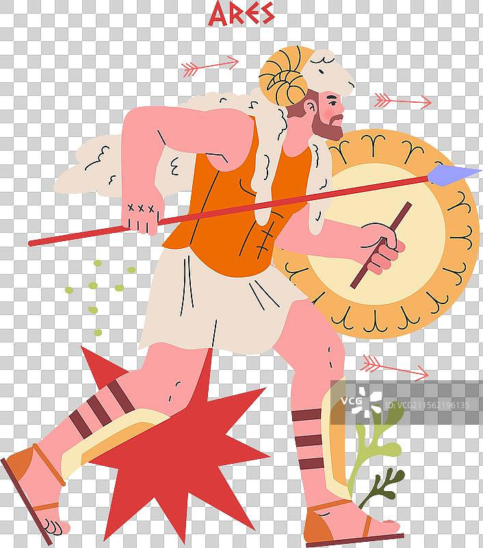 古希腊神祇扁平化设计图片素材