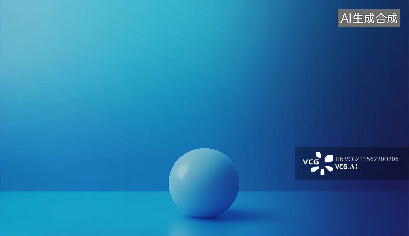 【AI数字艺术】蓝色背景上的单一球体图片素材