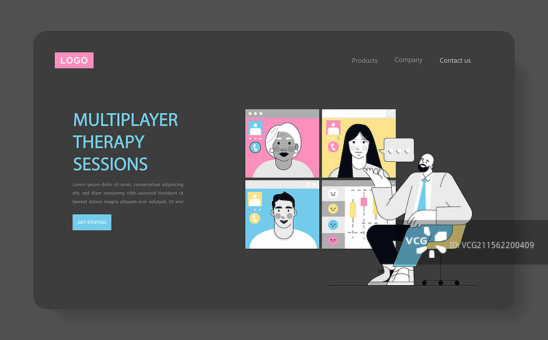 心理治疗中的游戏化扁平设计图片素材