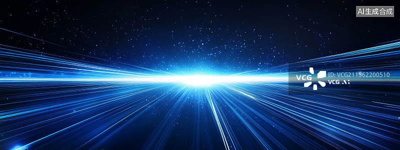 【AI数字艺术】蓝色虚拟放射光线图片素材