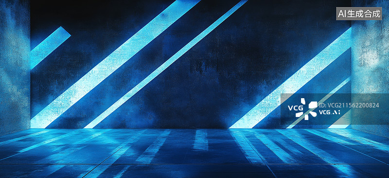 【AI数字艺术】蓝色霓虹灯条纹背景图片素材