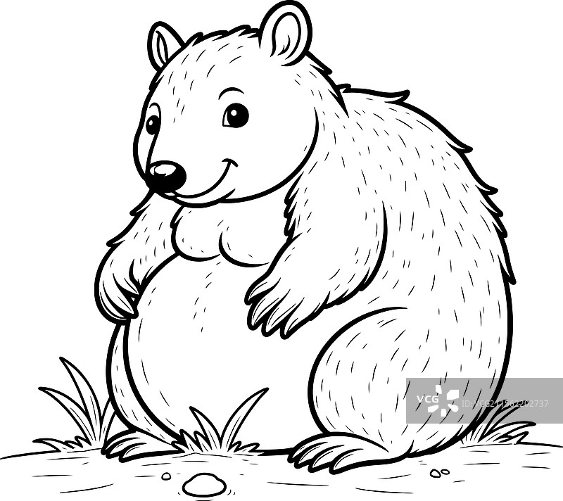 袋熊线条艺术图片素材