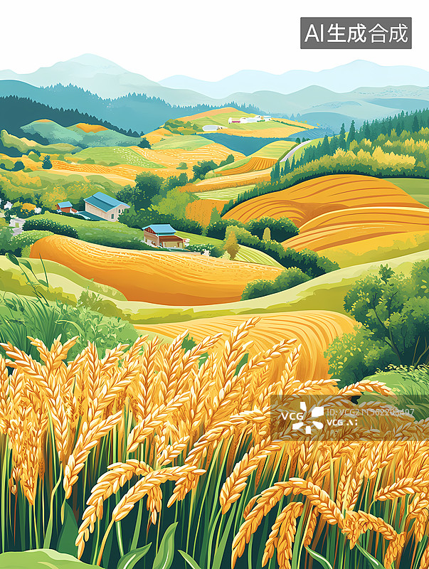 【AI数字艺术】秋日山谷风光图图片素材