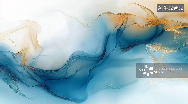 【AI数字艺术】青色中国风水墨抽象画背景图片素材