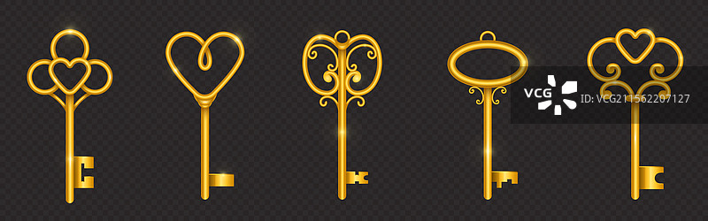 复古金钥匙收藏图片素材