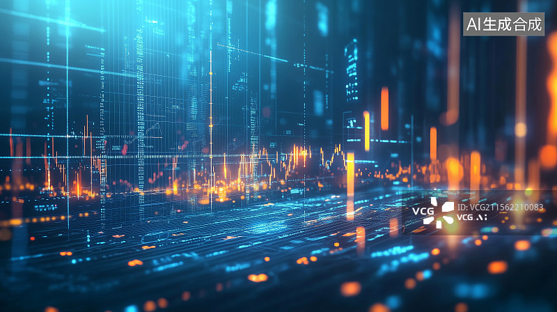 【AI数字艺术】城市风光和股票概念图片素材