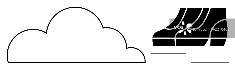极简风格的云朵与飞速的脚步图片素材