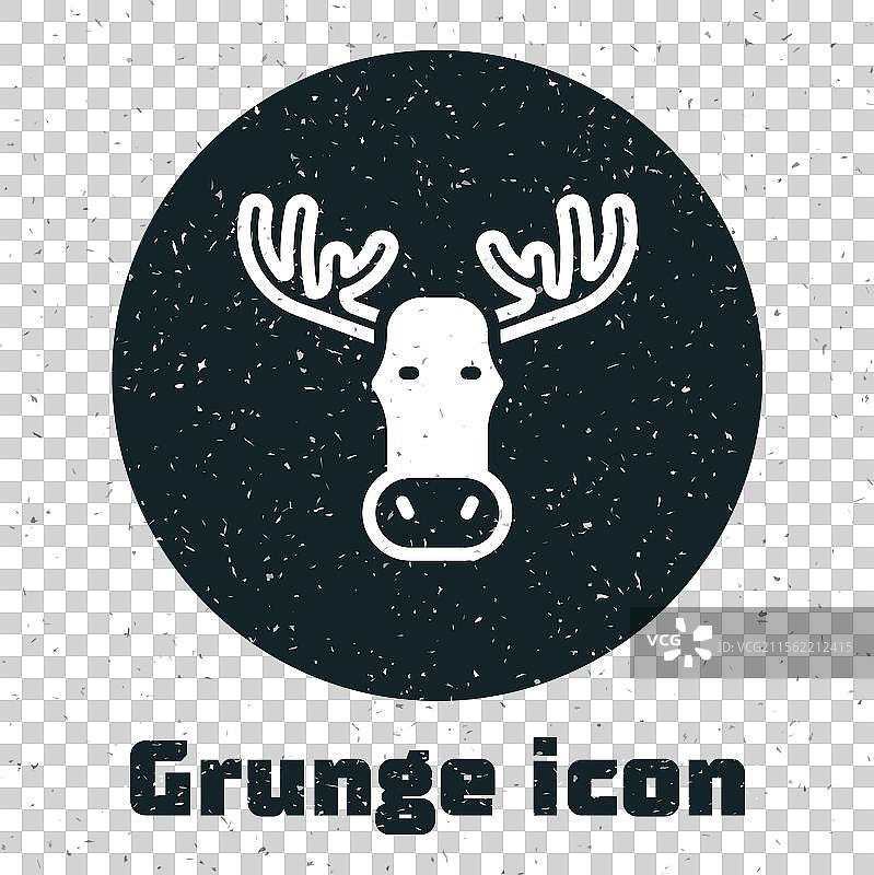 孤立的破旧麋鹿头图标，带有角图片素材