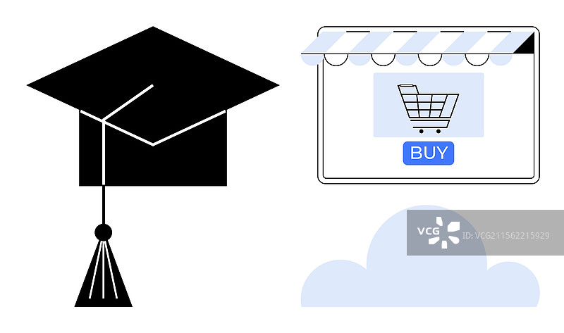 电子学习和在线购物概念与图片素材