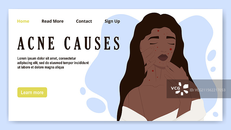 有皮肤问题的卡通女性角色概念图片素材