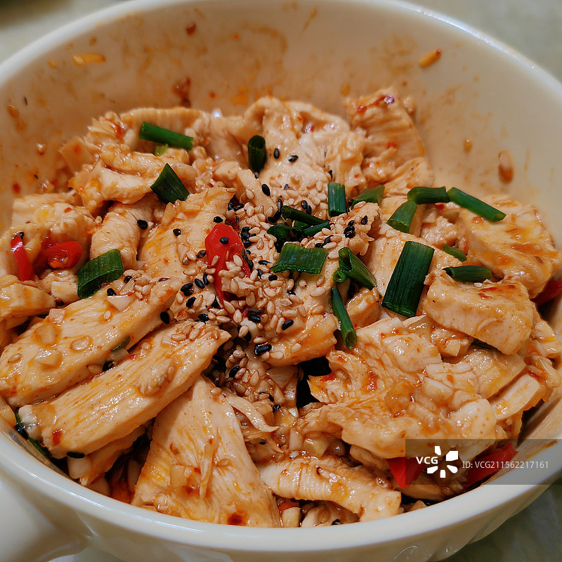 油泼鸡胸肉图片素材