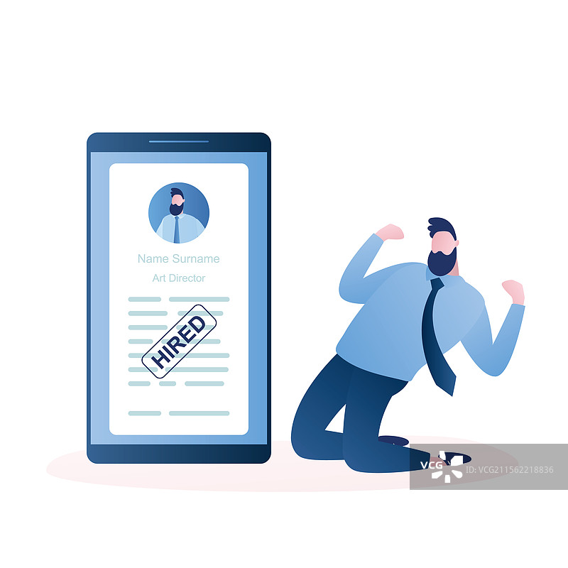 快乐的商人或员工与大智能手机图片素材