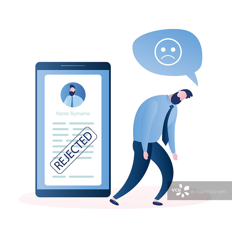 沮丧的商人或职员与智能手机屏幕图片素材