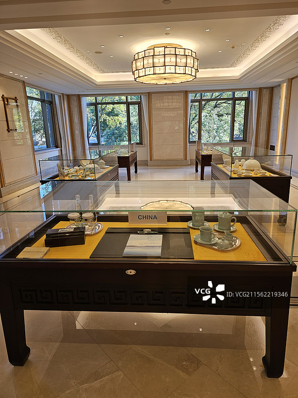 杭州西湖国宾馆G20峰会餐饮瓷器图片素材