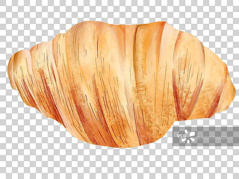 水彩手绘美食牛角包面包图片素材