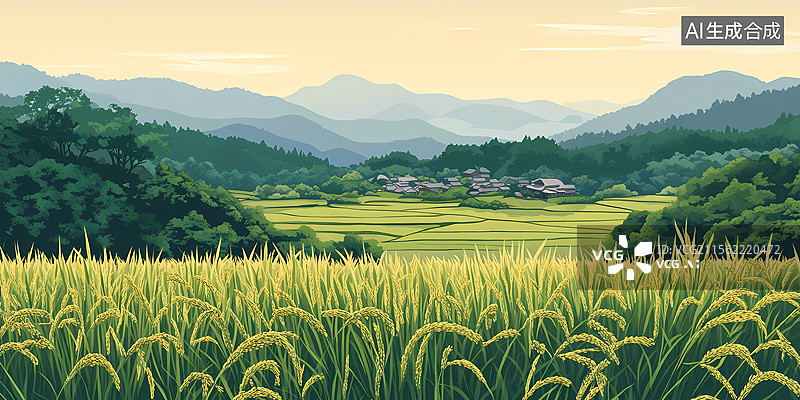 【AI数字艺术】日本田园风光图片素材
